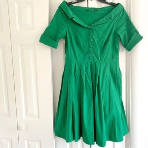 Cotton boatneck Dress Vintage Style with Pockets